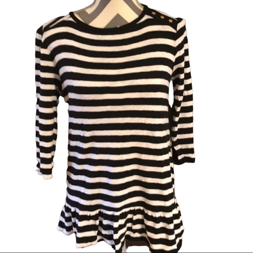 Anne Klein Sport SMALL Striped Top With Ruffles